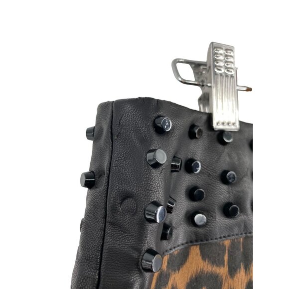 English Rose Leopard Print Studded Mini Skirt Medium - Picture 5 of 7